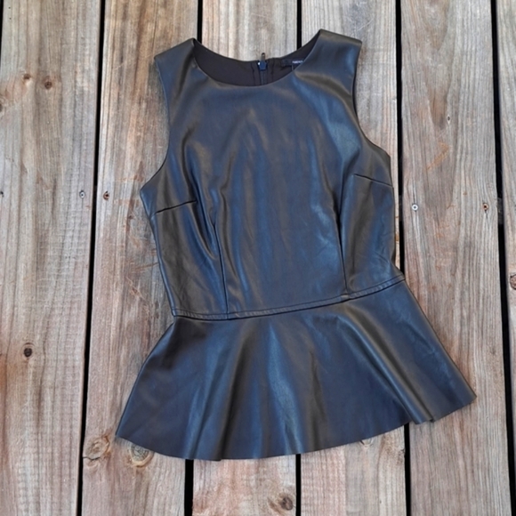Forever 21 Tops - Faux Leather Peplum Black Top​